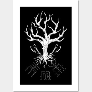 Axes and Vegvisir Runes - Yggdrasil Posters and Art